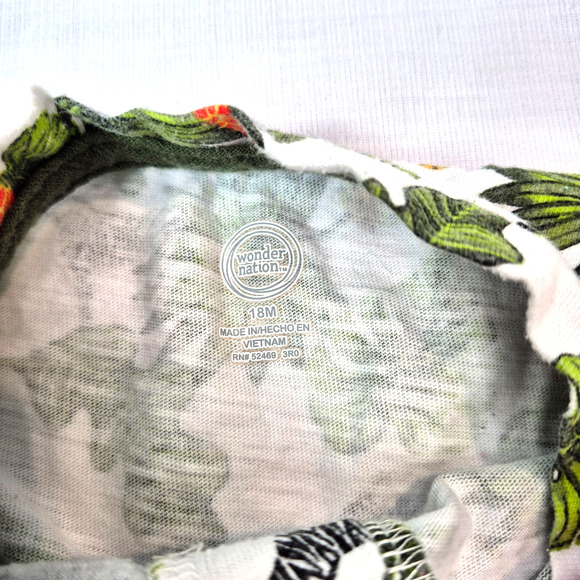 Wonder Nation 18M Boys Safari Short Set Green Linen Shorts Animal Print Top - Picture 8 of 10